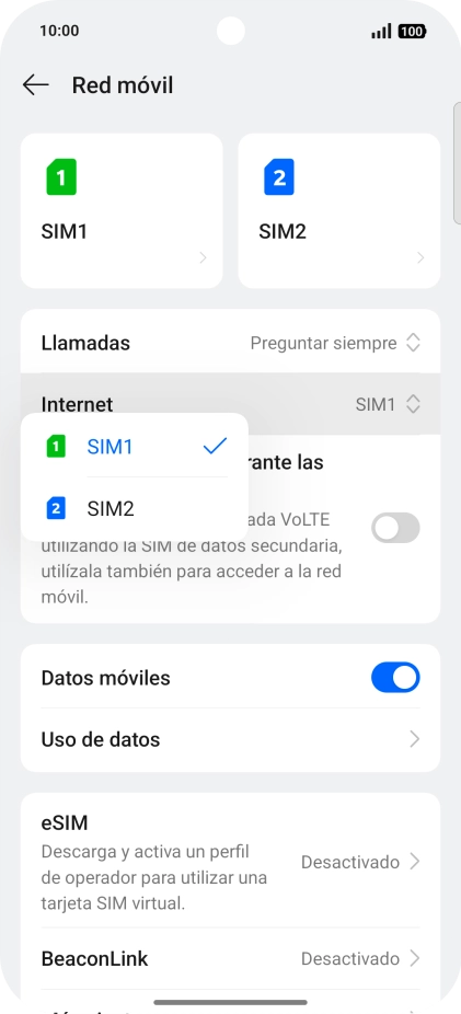 Pulsa la SIM de la línea móvil deseada. Pulsa la SIM de la línea móvil deseada.