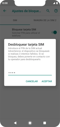 Introduce tu código PIN y pulsa ACEPTAR. Introduce tu código PIN y pulsa ACEPTAR.