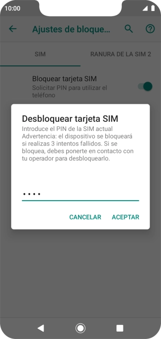 Introduce tu código PIN y pulsa ACEPTAR. Introduce tu código PIN y pulsa ACEPTAR.
