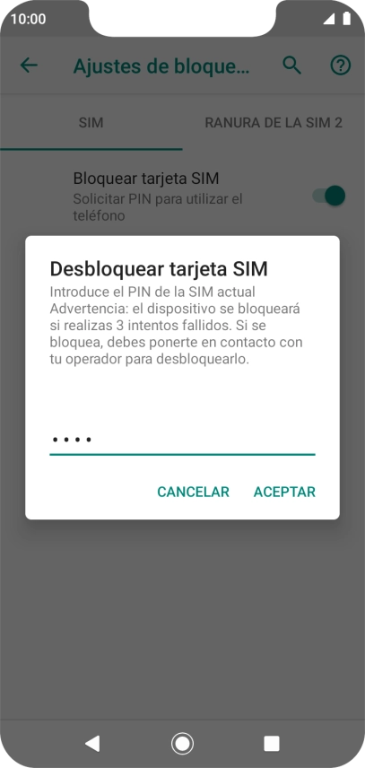 Introduce tu código PIN y pulsa ACEPTAR. Introduce tu código PIN y pulsa ACEPTAR.