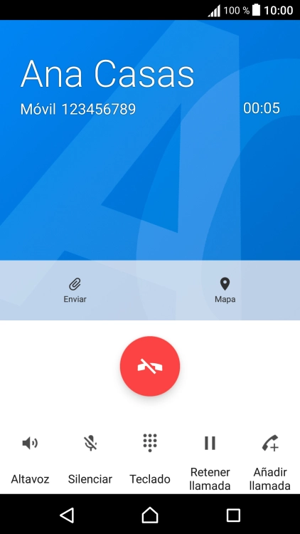 Pulsa el icono de finalizar llamada. Pulsa el icono de finalizar llamada.