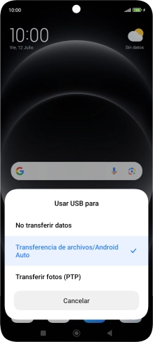 Pulsa Transferencia de archivos/Android Auto. Pulsa Transferencia de archivos/Android Auto.