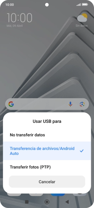 Pulsa Transferencia de archivos/Android Auto. Pulsa Transferencia de archivos/Android Auto.