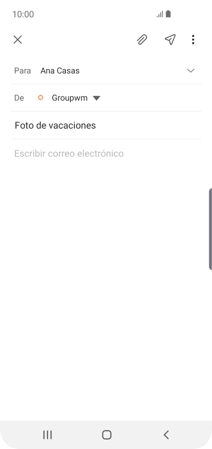 Pulsa en el campo de escritura y escribe el texto del correo electrónico. Pulsa en el campo de escritura y escribe el texto del correo electrónico.