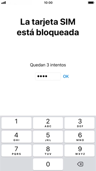 Si es necesario desbloquear la tarjeta SIM, introduce el código PIN y pulsa OK. Si es necesario desbloquear la tarjeta SIM, introduce el código PIN y pulsa OK.