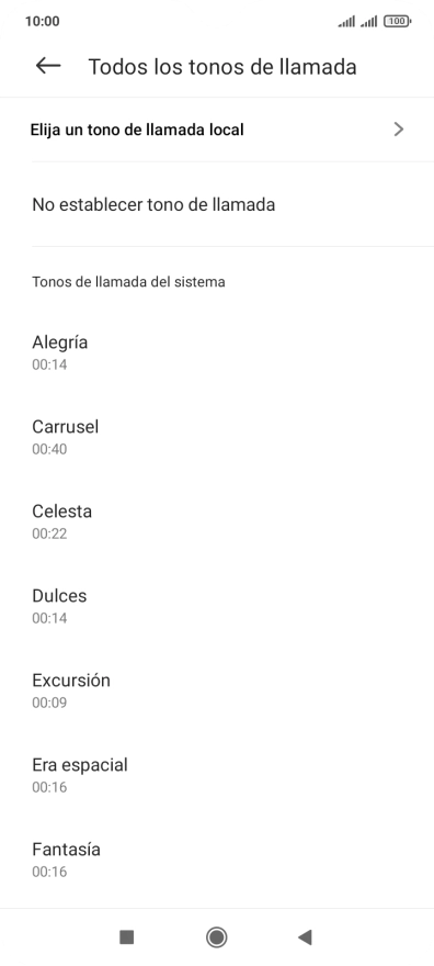Pulsa Elija un tono de llamada local. Pulsa Elija un tono de llamada local.