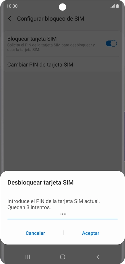 Introduce tu código PIN y pulsa Aceptar. Introduce tu código PIN y pulsa Aceptar.
