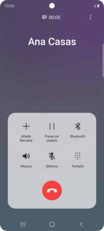 Pulsa el icono de finalizar llamada. Pulsa el icono de finalizar llamada.