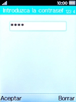 Introduce el código de seguridad del teléfono (el código predeterminado es 0000) y pulsa la tecla de selección izquierda.