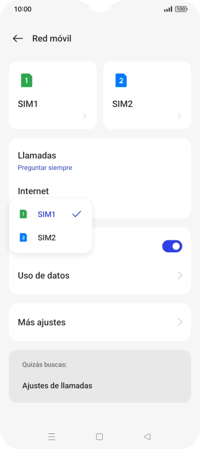Pulsa la tarjeta SIM deseada. Pulsa la tarjeta SIM deseada.