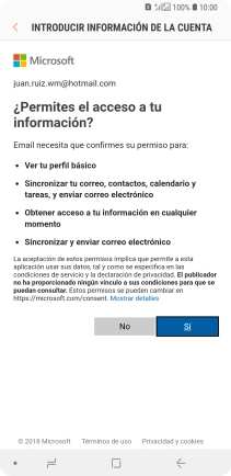 Si aparece en la pantalla esta imagen, tu cuenta de correo electrónico ha sido reconocida y configurada automáticamente. Sigue las indicaciones de la pantalla para introducir más información y terminar la configuración.