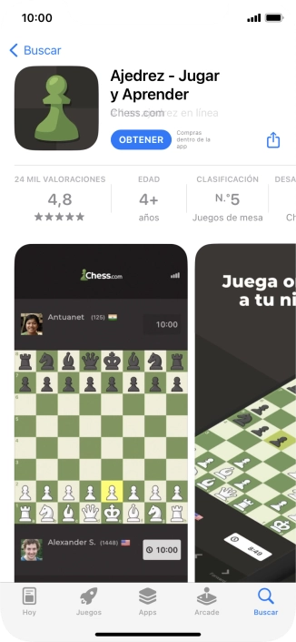 Pulsa OBTENER y sigue las indicaciones de la pantalla para instalar la app. Pulsa OBTENER y sigue las indicaciones de la pantalla para instalar la app.
