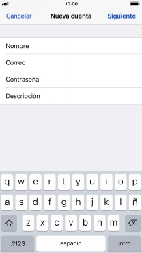 Pulsa Descripción e introduce el nombre de la cuenta de correo electrónico. Pulsa Descripción e introduce el nombre de la cuenta de correo electrónico.