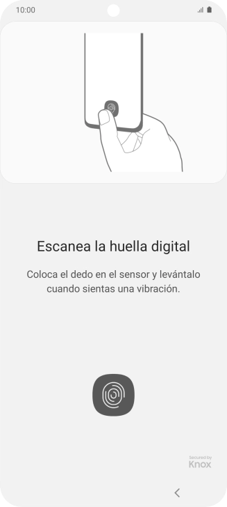 Sigue las indicaciones de la pantalla para crear una huella digital como código de seguridad. Sigue las indicaciones de la pantalla para crear una huella digital como código de seguridad.