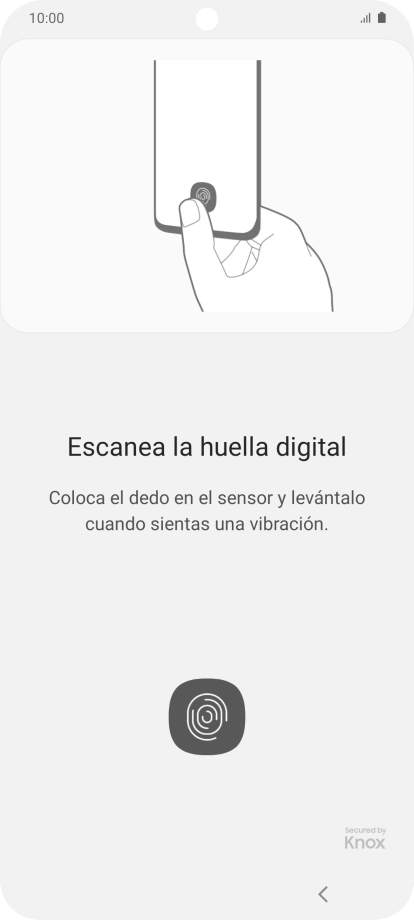 Sigue las indicaciones de la pantalla para crear una huella digital como código de seguridad. Sigue las indicaciones de la pantalla para crear una huella digital como código de seguridad.