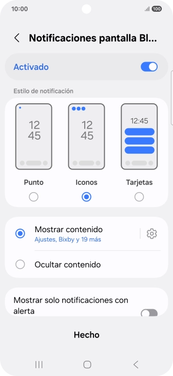 Pulsa los ajustes deseados para activarlos o desactivarlos. Pulsa los ajustes deseados para activarlos o desactivarlos.