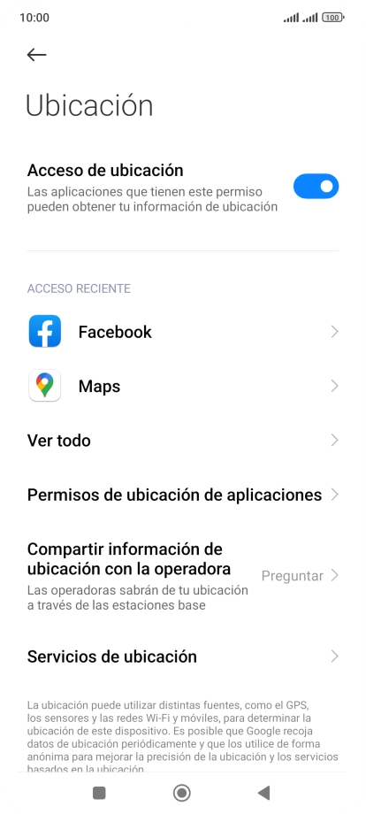 Pulsa Permisos de ubicación de aplicaciones. Pulsa Permisos de ubicación de aplicaciones.