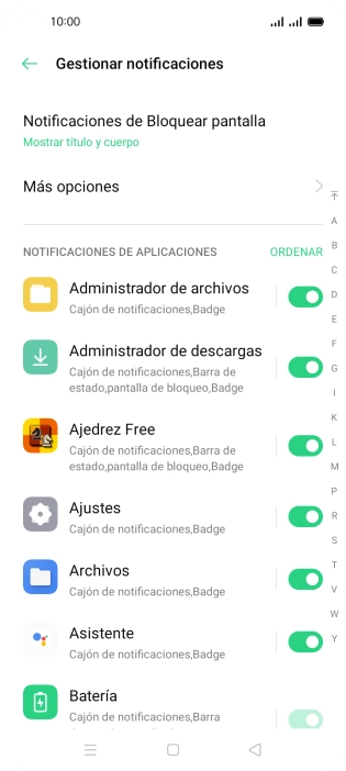 Pulsa el indicador junto a las apps deseadas para activar o desactivar la función. Pulsa el indicador junto a las apps deseadas para activar o desactivar la función.