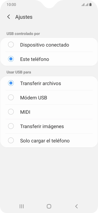 Pulsa Transferir archivos para activar la función. Pulsa Transferir archivos para activar la función.