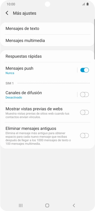 Pulsa Mensajes de texto. Pulsa Mensajes de texto.