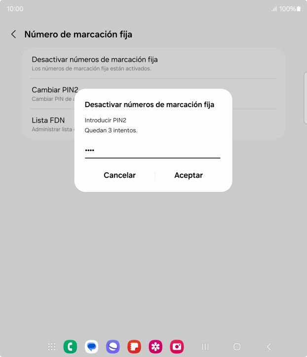 Introduce el código PIN2 y pulsa Aceptar. Introduce el código PIN2 y pulsa Aceptar.
