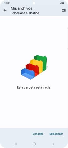 Si deseas crear una nueva carpeta, pulsa el icono de nueva carpeta y sigue las indicaciones de la pantalla para crearla.