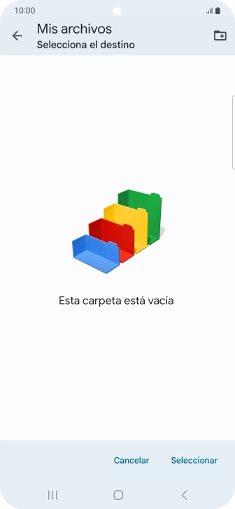 Si deseas crear una nueva carpeta, pulsa el icono de nueva carpeta y sigue las indicaciones de la pantalla para crearla.