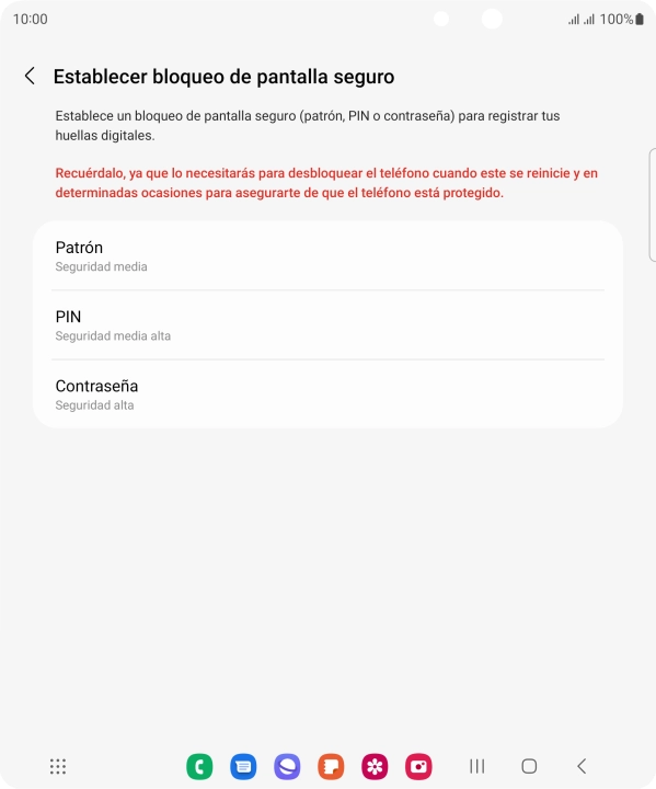 Pulsa el código de seguridad deseado y sigue las indicaciones de la pantalla para crear un código de seguridad del teléfono adicional. Pulsa el código de seguridad deseado y sigue las indicaciones de la pantalla para crear un código de seguridad del teléfono adicional.