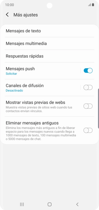 Pulsa Mensajes de texto. Pulsa Mensajes de texto.