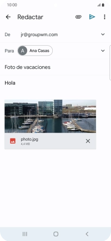 Pulsa el icono de envío cuando termines de escribir el correo electrónico. Pulsa el icono de envío cuando termines de escribir el correo electrónico.