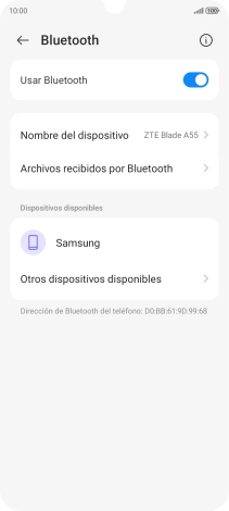 Pulsa el dispositivo Bluetooth deseado y sigue las indicaciones de la pantalla para vincular el dispositivo al teléfono. Pulsa el dispositivo Bluetooth deseado y sigue las indicaciones de la pantalla para vincular el dispositivo al teléfono.