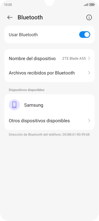Pulsa el dispositivo Bluetooth deseado y sigue las indicaciones de la pantalla para vincular el dispositivo al teléfono. Pulsa el dispositivo Bluetooth deseado y sigue las indicaciones de la pantalla para vincular el dispositivo al teléfono.