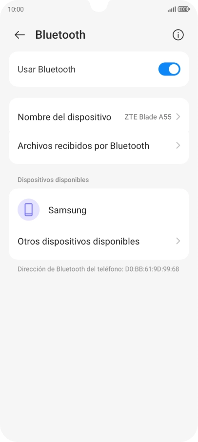 Pulsa el dispositivo Bluetooth deseado y sigue las indicaciones de la pantalla para vincular el dispositivo al teléfono. Pulsa el dispositivo Bluetooth deseado y sigue las indicaciones de la pantalla para vincular el dispositivo al teléfono.
