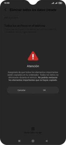 Pulsa OK. Espera unos instantes mientras el teléfono restablece la configuración predeterminada. Sigue las indicaciones de la pantalla para configurar el teléfono y dejarlo listo para su uso. Pulsa OK. Espera unos instantes mientras el teléfono restablece la configuración predeterminada. Sigue las indicaciones de la pantalla para configurar el teléfono y dejarlo listo para su uso.