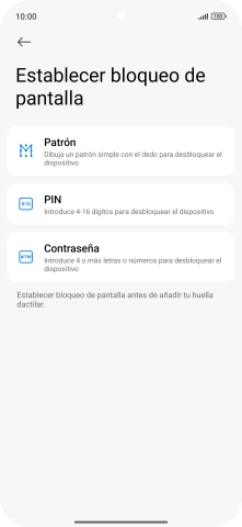 Pulsa el código de seguridad deseado.