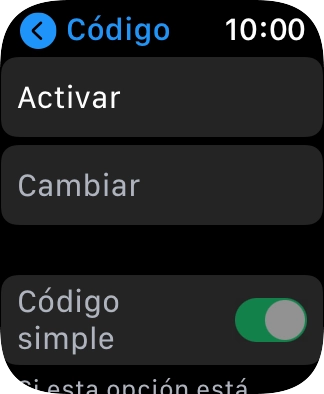 Pulsa Activar e introduce un código de seguridad de libre elección dos veces seguidas. Pulsa Activar e introduce un código de seguridad de libre elección dos veces seguidas.