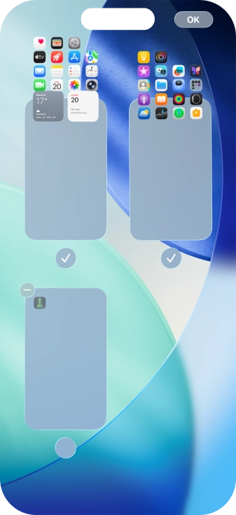 Pulsa el icono de eliminar junto a la página de la pantalla de inicio deseada. Pulsa el icono de eliminar junto a la página de la pantalla de inicio deseada.