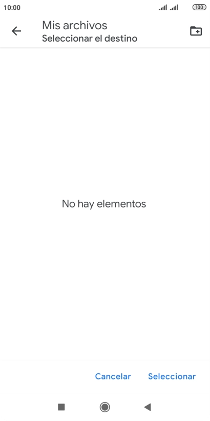 Si deseas crear una nueva carpeta, pulsa el icono de nueva carpeta y sigue las indicaciones de la pantalla para crearla. Si deseas crear una nueva carpeta, pulsa el icono de nueva carpeta y sigue las indicaciones de la pantalla para crearla.