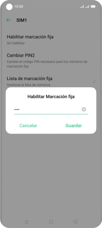 Introduce el código PIN2 y pulsa Guardar. Introduce el código PIN2 y pulsa Guardar.