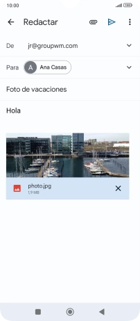 Pulsa el icono de envío cuando termines de escribir el correo electrónico. Pulsa el icono de envío cuando termines de escribir el correo electrónico.