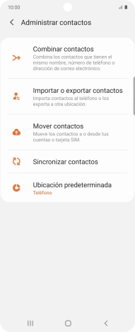 Pulsa Importar o exportar contactos. Pulsa Importar o exportar contactos.