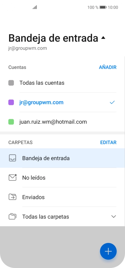 Pulsa la cuenta de correo electrónico deseada. Pulsa la cuenta de correo electrónico deseada.