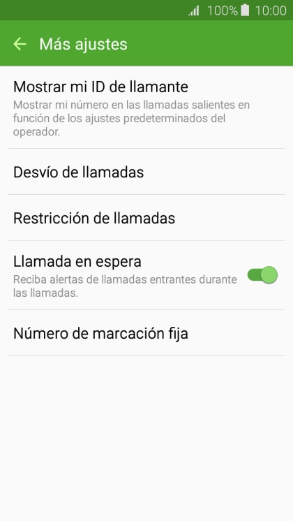 Pulsa Llamada en espera para activar o desactivar la función.