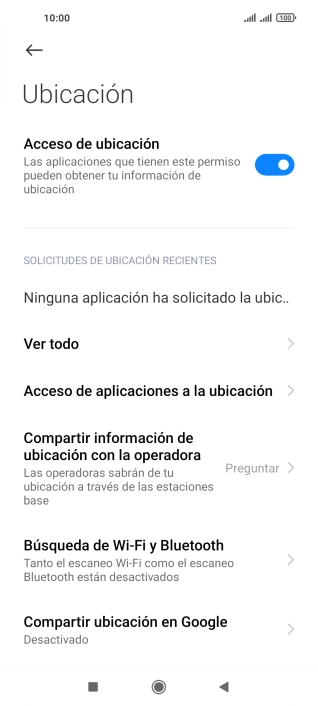 Pulsa Acceso de aplicaciones a la ubicación. Pulsa Acceso de aplicaciones a la ubicación.