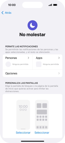 Pulsa Personas y sigue las indicaciones de la pantalla para seleccionar de qué contactos quieres recibir llamadas y notificaciones cuando No molestar está activado. Pulsa Personas y sigue las indicaciones de la pantalla para seleccionar de qué contactos quieres recibir llamadas y notificaciones cuando No molestar está activado.