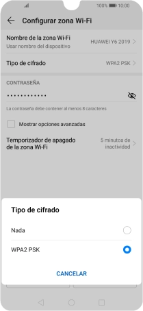 Pulsa WPA2 PSK para proteger la conexión wifi con una contraseña. Pulsa WPA2 PSK para proteger la conexión wifi con una contraseña.