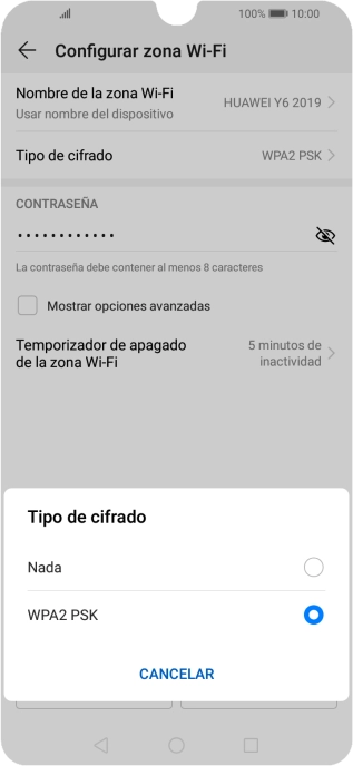 Pulsa WPA2 PSK para proteger la conexión wifi con una contraseña. Pulsa WPA2 PSK para proteger la conexión wifi con una contraseña.