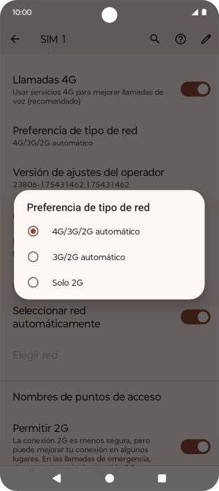 Pulsa el tipo de red deseado. Pulsa el tipo de red deseado.