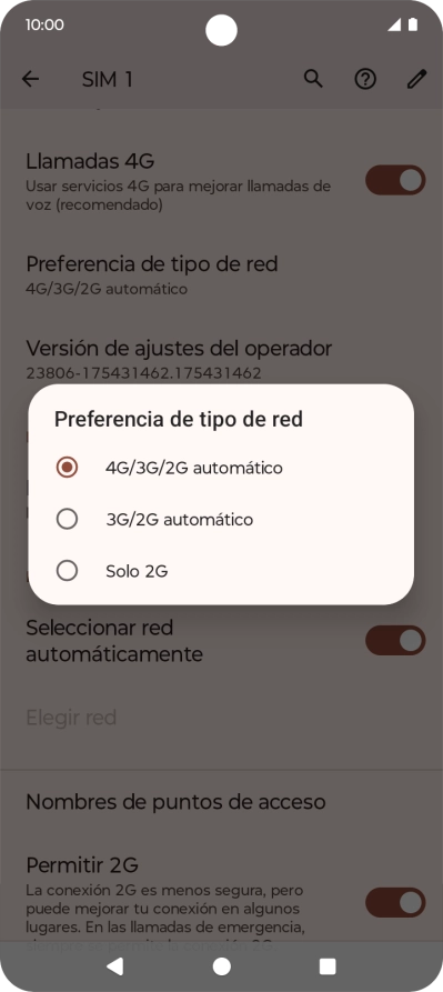 Pulsa el tipo de red deseado. Pulsa el tipo de red deseado.