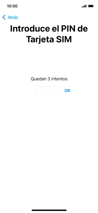 Si es necesario desbloquear la tarjeta SIM, introduce el código PIN y pulsa OK. Si es necesario desbloquear la tarjeta SIM, introduce el código PIN y pulsa OK.